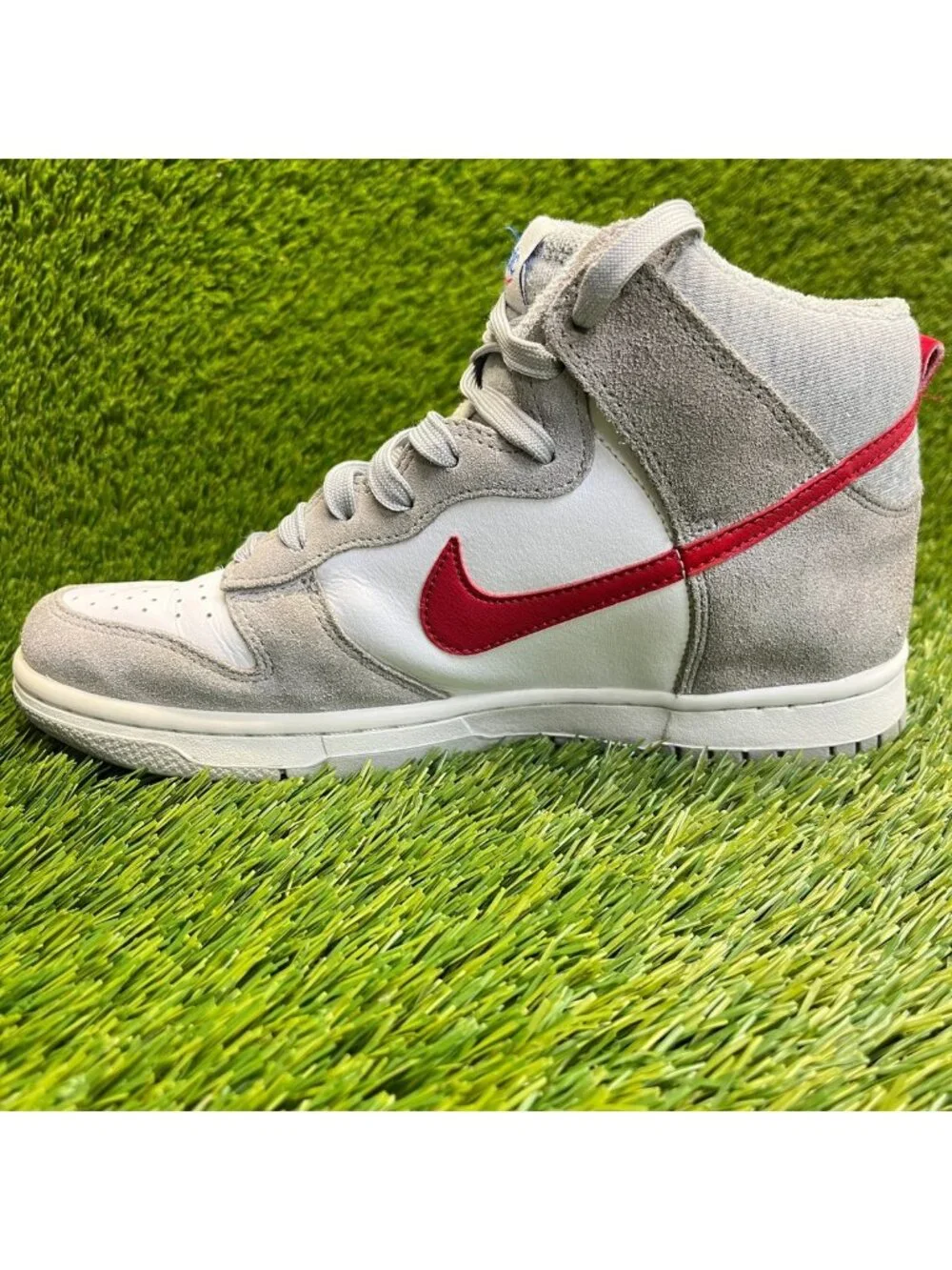 Nike Dunk High Athletic Club Boys Size 6Y Gray White Red Athletic Shoes Sneakers